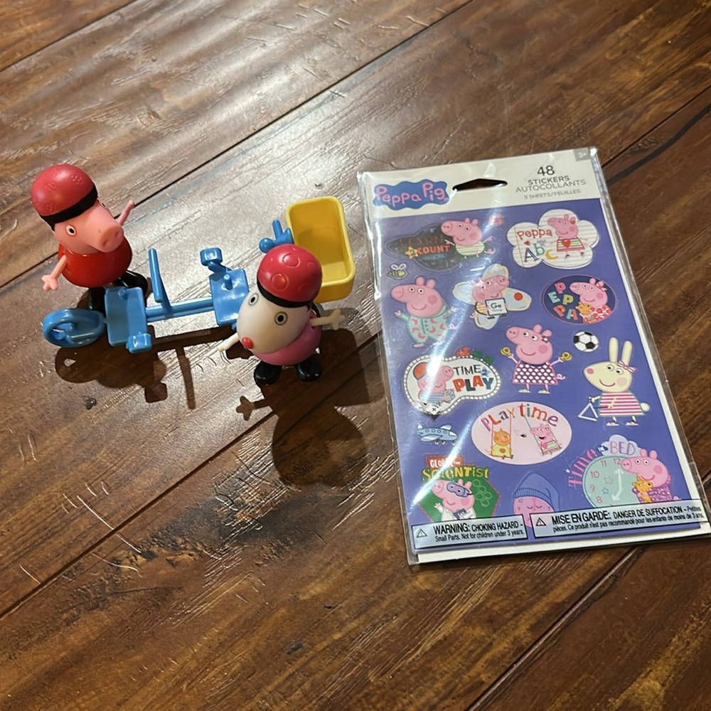Peppa Pig Jazwares Cycling With Friends Peppa Suzy Sheep Tandem Bike + Stickers